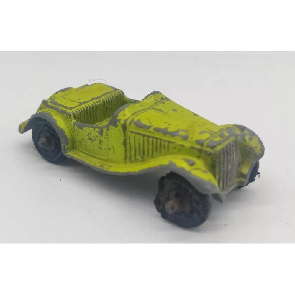 Vintage 1950's Tootsie Toy Car Yellow Green MG TD or TF Roadster Toys Cars Metal